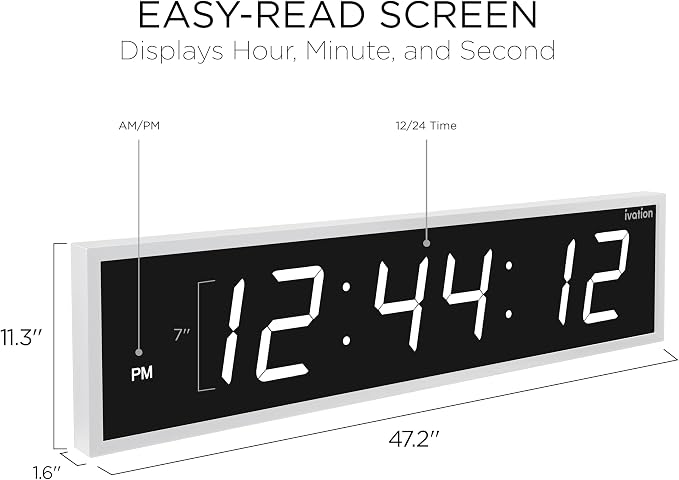 Ivation Huge Oversized 48" Large Digital LED Clock | Big Digital Clock - Image 2