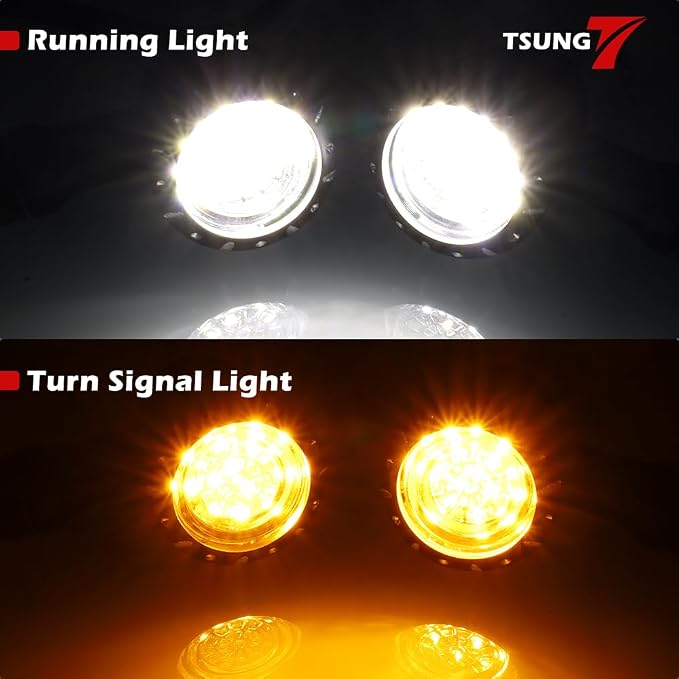 TSUNG 2PCS Motorcycle Bullet LED Front Turn Signal White Amber Light SMD - Image 3