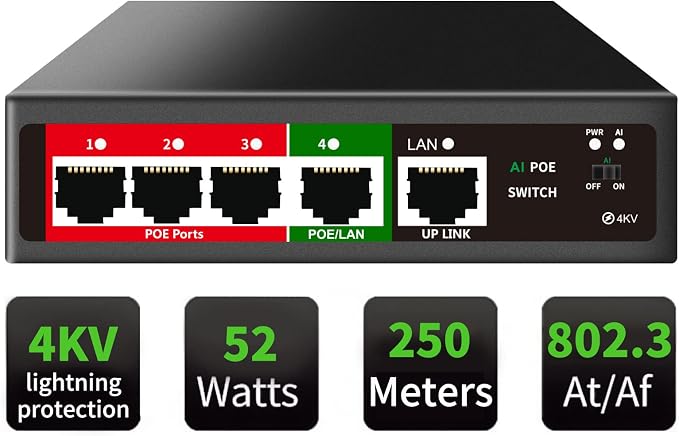 STEAMEMO 5 Port PoE+ Switch | Easy Smart Managed Ethernet Switch | Support VLAN by STEAMEMO