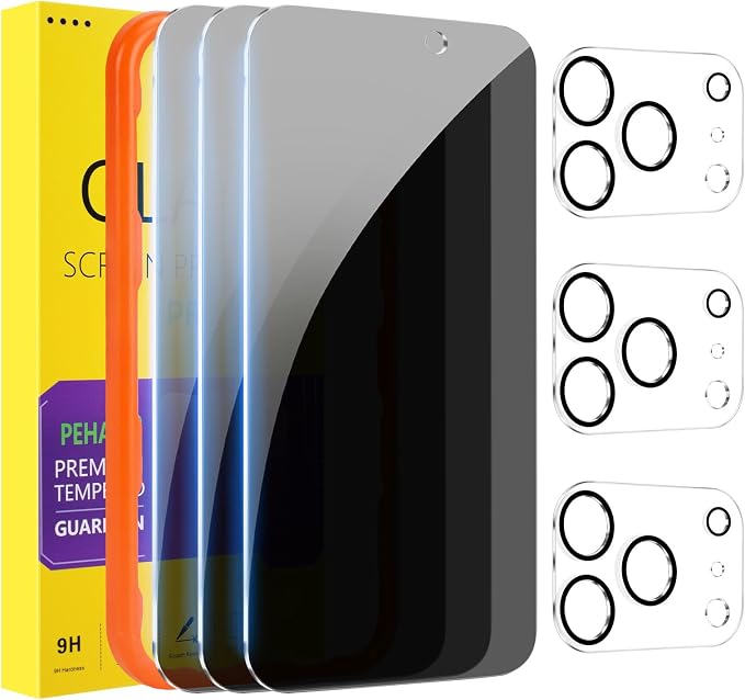 PEHAEL 3+3 Pack for iPhone 17 Pro Max Privacy Screen Protector by PEHAEL