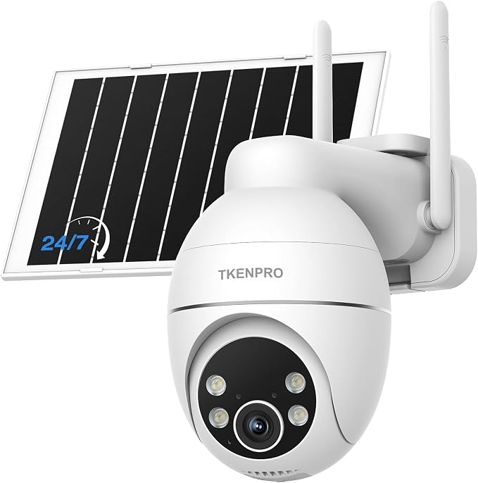 TKENPRO Solar Security Cameras Wireless Outdoor, 2.4GHz Wi-Fi, 24/7 Continuous by TKENPROPetTreatCamera