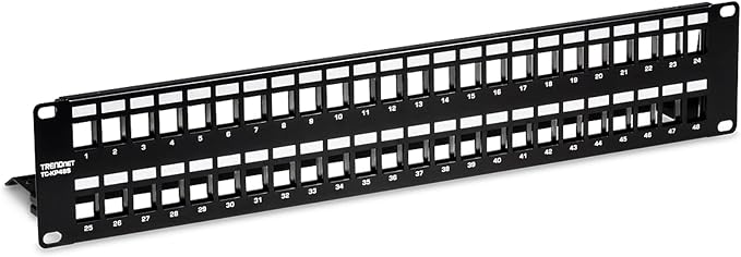 TRENDnet 48-Port Blank Keystone Shielded 2U HD Patch Panel, 2U 19” Metal by TRENDnet