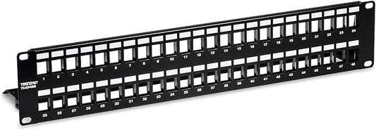 TRENDnet 48-Port Blank Keystone Shielded 2U HD Patch Panel, 2U 19” Metal by TRENDnet