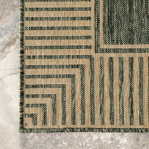 nuLOOM Asha Green Bordered Power Loomed Indoor/Outdoor Area Rug - Image 4