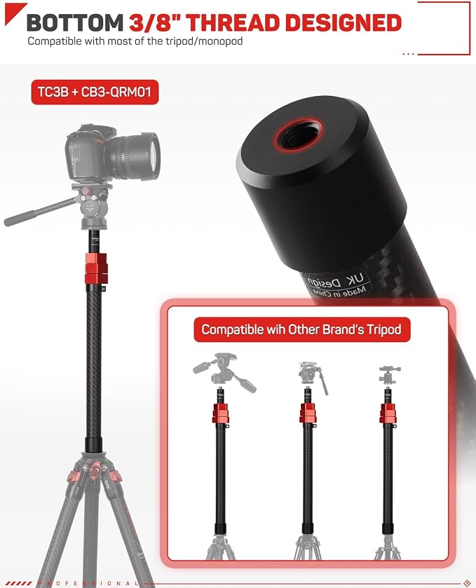 IFOOTAGE Carbon Fiber Camera Pole, 37-108cm/14.6-42.5in Extension Tube - Image 6