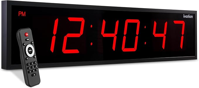 Ivation Huge Oversized 48" Large Digital LED Clock | Big Digital Clock by Ivation