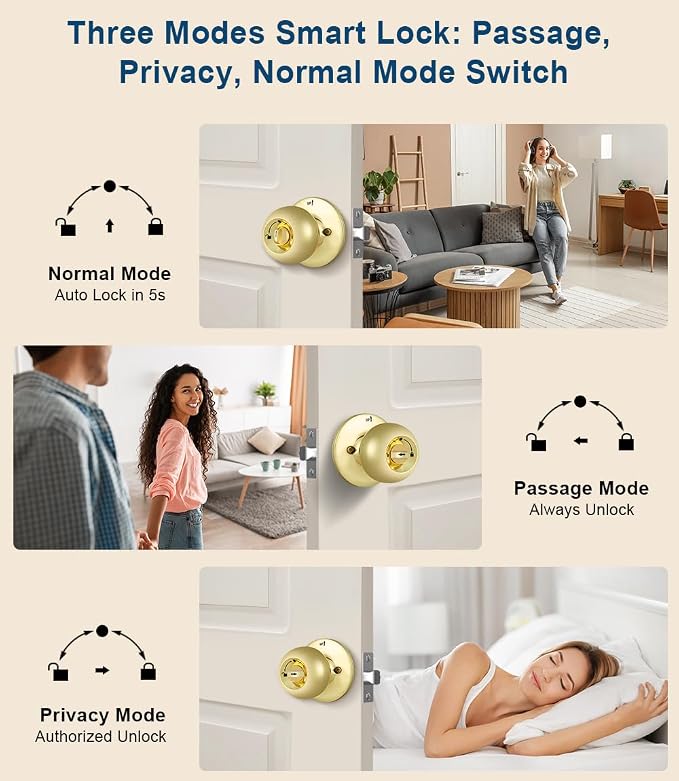 Fingerprint Door Lock, Smart Fingerprint Door Knob - Image 6