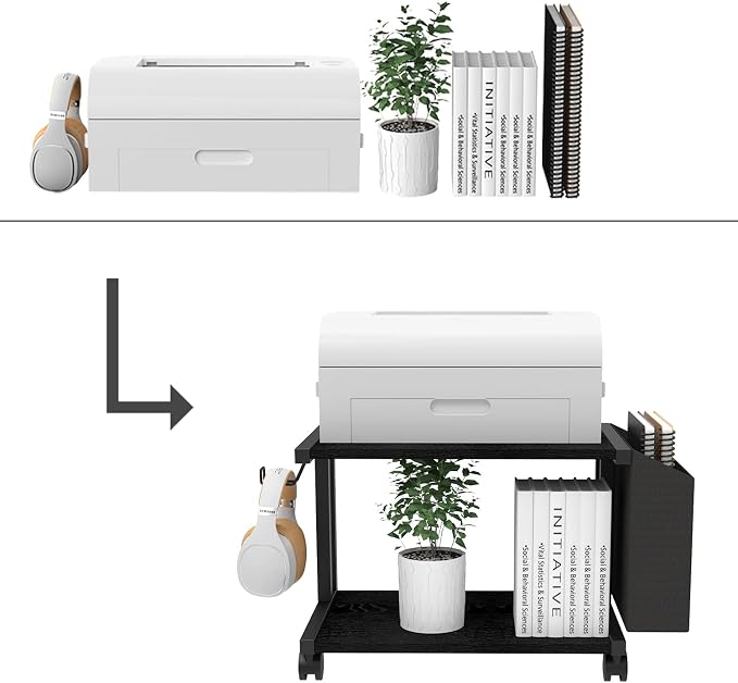 VEDECASA 2 Tier Black Printer Stand - Image 6