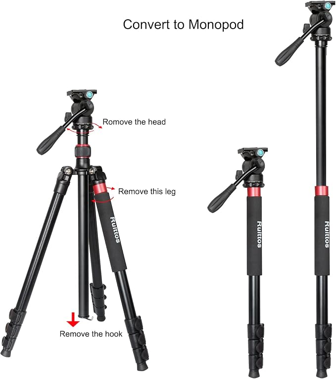 Camera Tripod, Aluminum Heavy Duty Tripod - Image 9