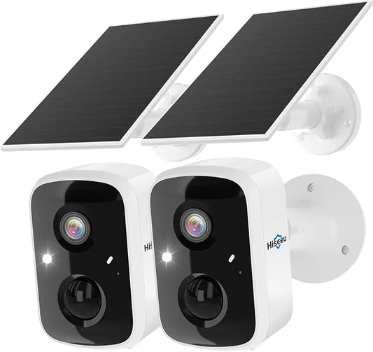 Hiseeu Solar Security Cameras Wireless Outdoor 2 Pack, Battery Powered 3K 4MP by Hiseeu