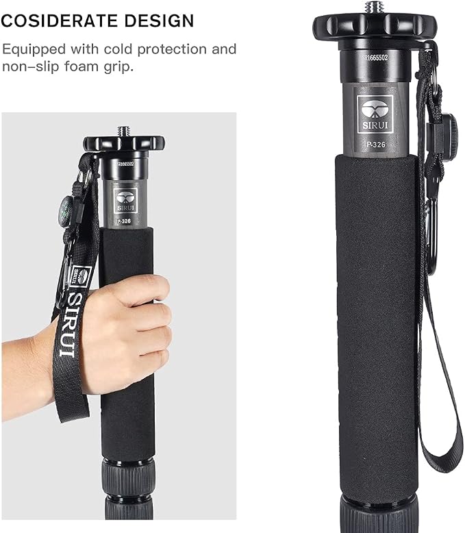 SIRUI Camera Monopod P-326 6 Section Carbon Fiber Compact Lightweight Travel - Image 7
