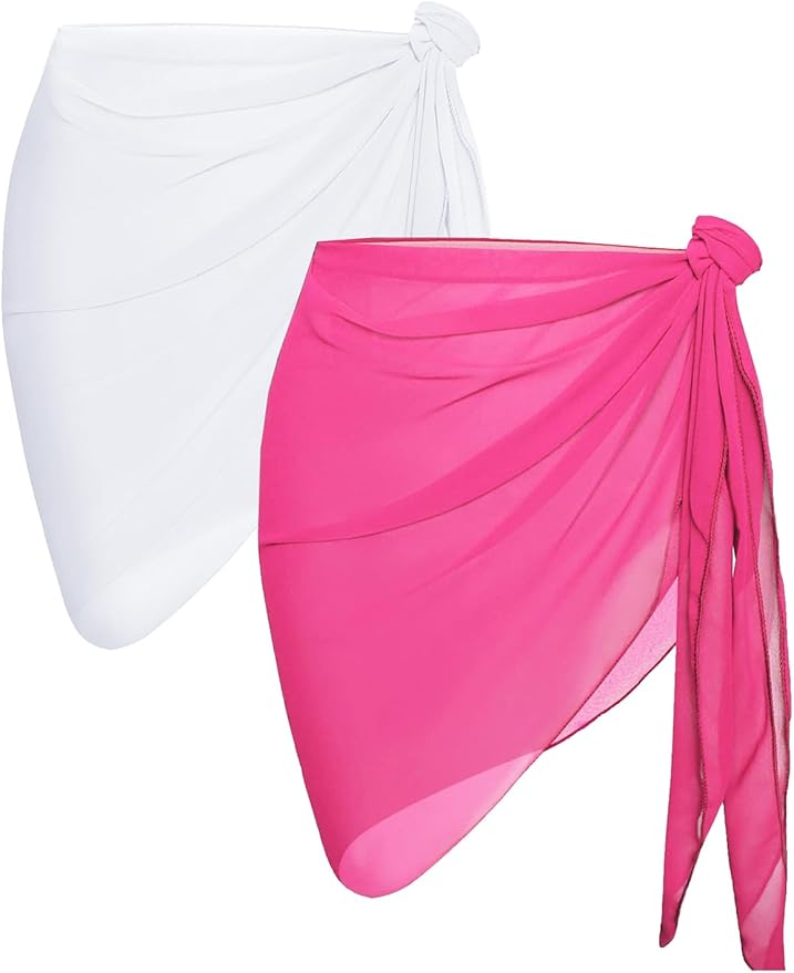 CHICGAL 2 Pieces Women Beach Sarong Bathing Suit Wrap Skirt Sheer Bikini by CHICGAL