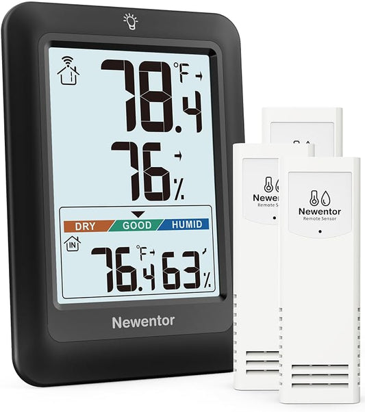Newentor Indoor Outdoor Thermometer Wireless, Weather Station by Newentor
