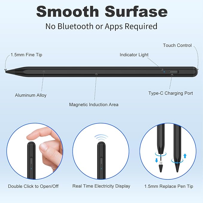 Stylus Pen for iOS&Android Touch Screens, Active Pencil for Samsung, Smart - Image 5