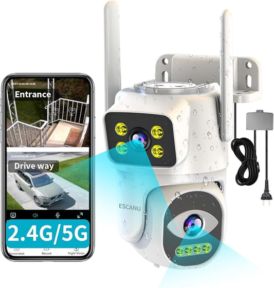 ESCANU Dual Lens Security Camera Outdoor, WiFi Camera by ESCANU