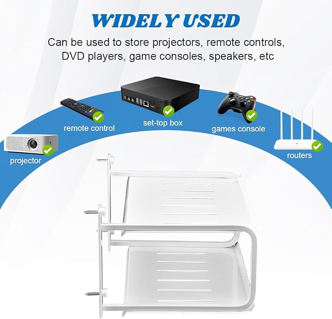 Tookie 2 Layers Projector Shelf, Wall Mount Double Floating Shelf Under TV - Image 5