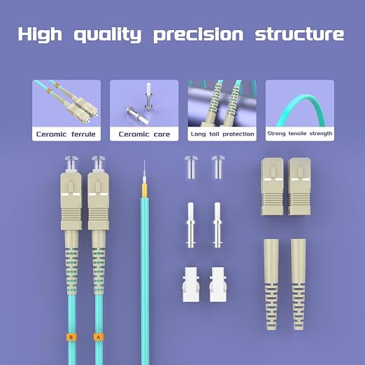 SC/UPC to FC/UPC Fiber Patch Cable OM3 1.8Meter/6ft 10GB/Gigabit Multimode - Image 4