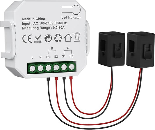 eMylo 2 Channel WiFi Power Meter 80A+80A Smart Power Monitor, Clamp Ammeter by Yasorn