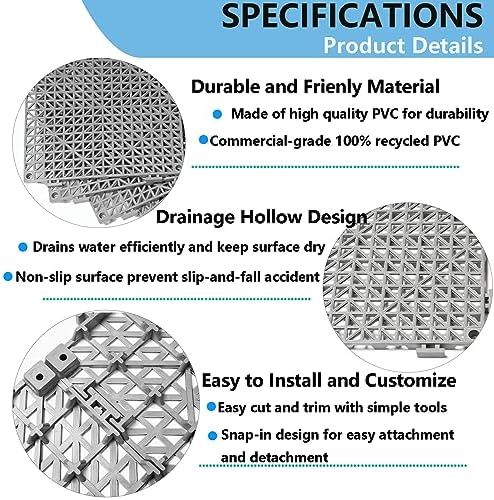 12” x 12” Drainage Interlocking Floor Mats 12 Pack - Image 4
