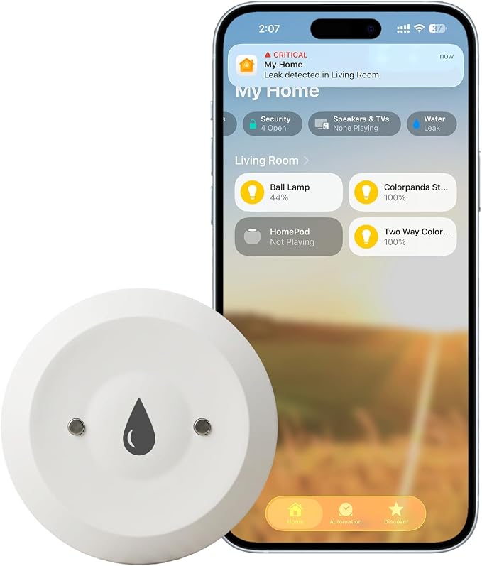 Water Leak Sensor, Zigbee Wireless Water Leak Detector by Colorpanda