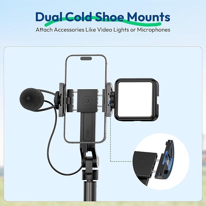 ULANZI TT88 Magnetic Tripod for iPhone 17, 2-in-1 Phone Clip & Dual Cold Shoe - Image 7
