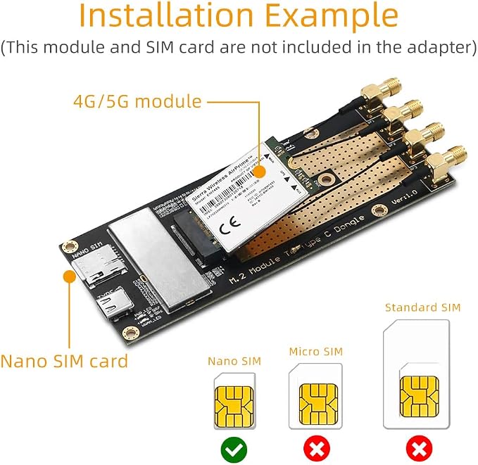 M.2 3G/4G/5G Module to Type C/USB 3.0 Adapter - Image 4