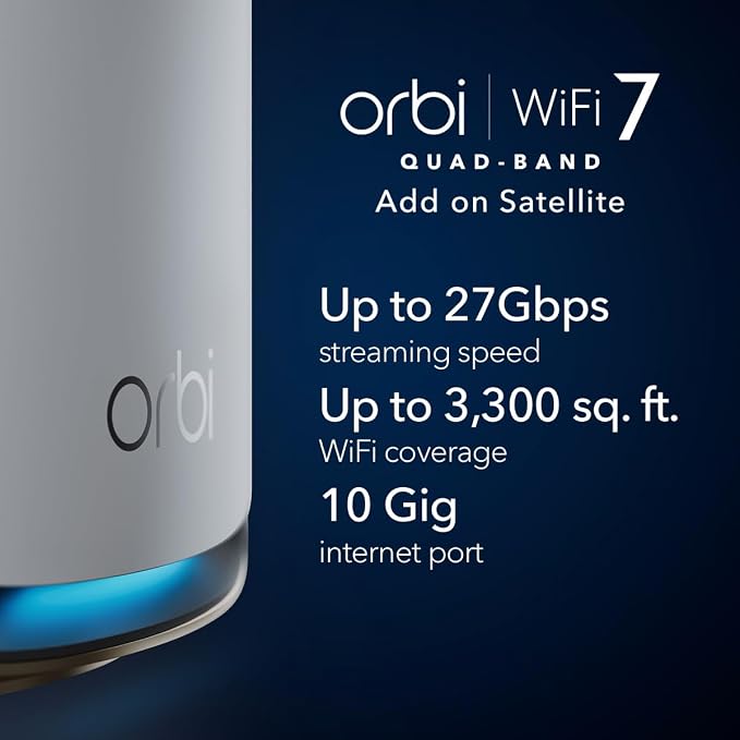 NETGEAR Orbi 970 Series Quad-Band WiFi 7 Mesh Add-on Satellite - Image 2