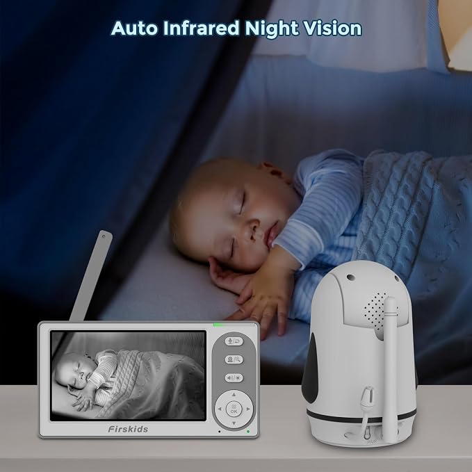 Split-Screen Baby Monitor with 2 Cameras No WiFi, 30H Battery, Pan-Tilt-Zoom - Image 6