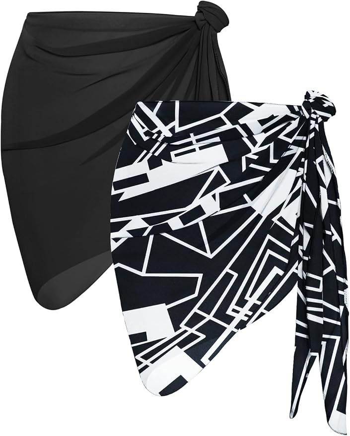 CHICGAL 2 Pieces Women Beach Sarong Bathing Suit Wrap Skirt Sheer Bikini by CHICGAL