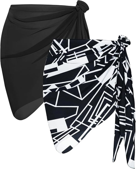 CHICGAL 2 Pieces Women Beach Sarong Bathing Suit Wrap Skirt Sheer Bikini by CHICGAL