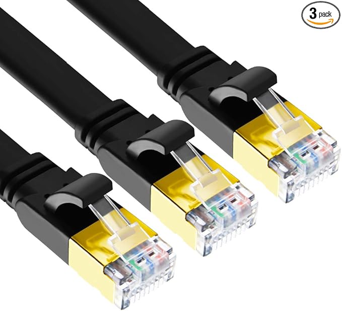 CAT 8 Ethernet Cable, 15ft 3 Pack High Speed 40Gbps 2000MHz Flat SFTP Network by Yauhody