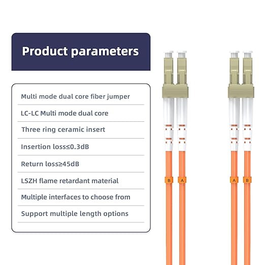 Om1 LC to LC Fiber Patch Cable, 6M/19.6FT Multimode Duplex 62.5/125µm Fiber - Image 3
