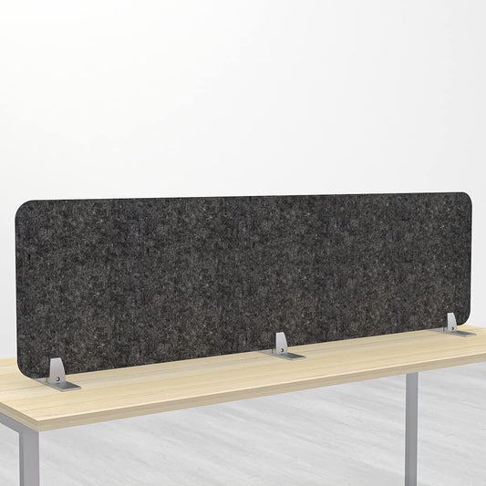 Freestanding Acoustic Desk Divider with Mount | Eco-Friendly Privacy Screen Panel | Noise Reducing Desk Partition | Tackboard Option & Easy to Install | Made from Recycled Plastic | Black - 18" X 71"