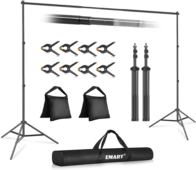 EMART Backdrop Stand 10x7ft Photo Studio Adjustable Background Stand Support kit by EMART