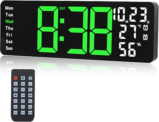 Digital Wall Clock Large Display, 17.3" Digital Clock by Jun-Electron