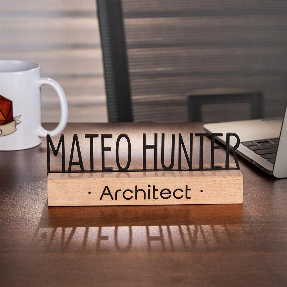 Wooden Personalized Teacher Name Plate for Office Desk - Custom 7.91.21.8 Inch