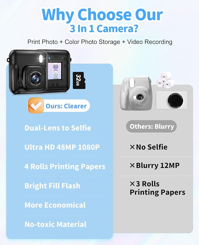 Kids Camera Instant Print, 48MP Dual-Lens Digital Camera - Image 5