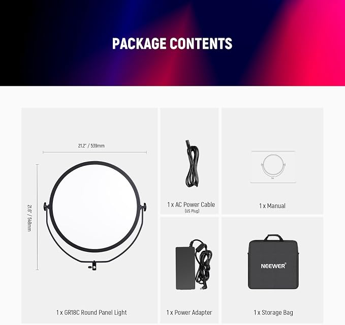 NEEWER 18" RGB LED Round Panel Video Light - Image 9