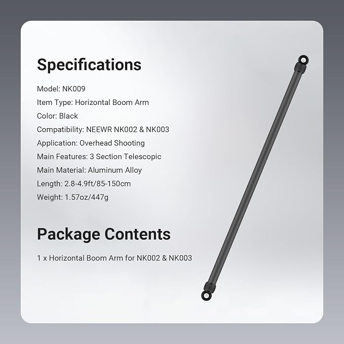 NEEWER 2.8-4.9ft Horizontal Boom Arm Only - Image 7