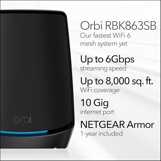 NETGEAR Orbi Tri-Band WiFi 6 Mesh System – Router + 2 Satellite Extenders - Image 2