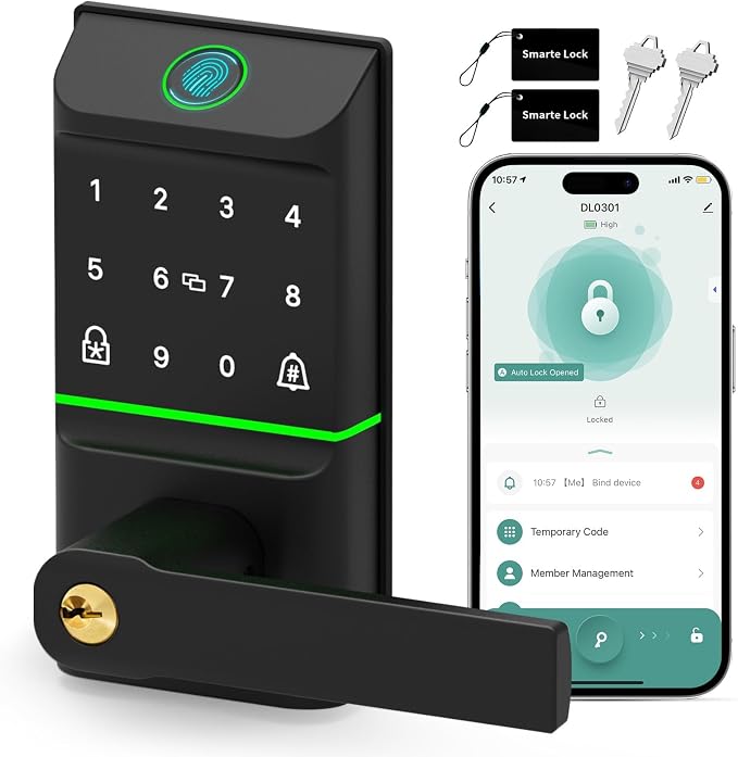 Smart Door Lock Keyless Entry, 6-in-1 Biometric Deadbolt w/Fingerprint by Mutak