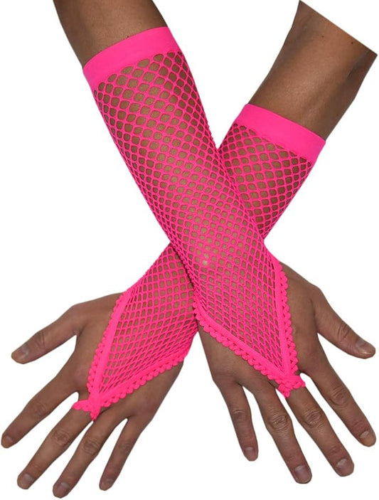 Seeksmile Women's Girls 80's Theme Party Emo Fingerless Arm Fishnet Gloves by Seeksmile