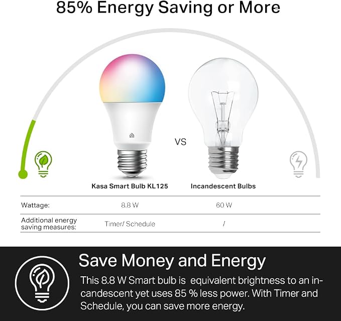 New Kasa Smart Bulb, Full Color Changing Dimmable Smart WiFi Light Bulb - Image 5