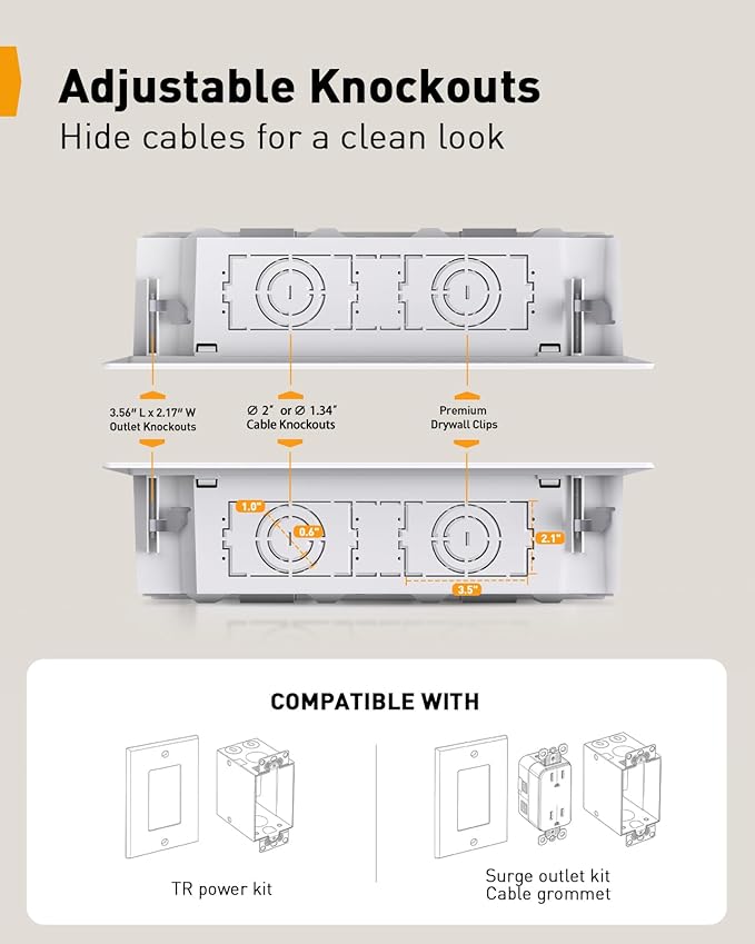 Perlegear 9″ in-Wall Media Box, Electrical Box, Recessed Outlet Box and Media - Image 3