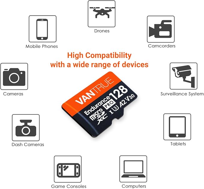 Vantrue 128GB U3 microSDXC UHS-I 4K UHD Video Monitoring Memory Card - Image 4