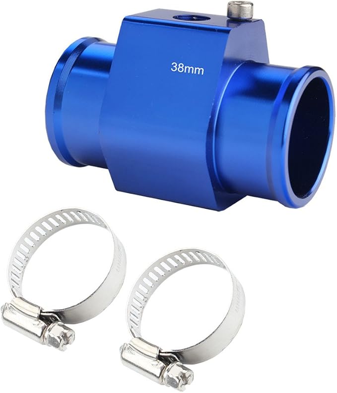 Dewhel Aluminum Blue Water Temp Meter Temperature Gauge Joint Pipe Radiator - Image 2
