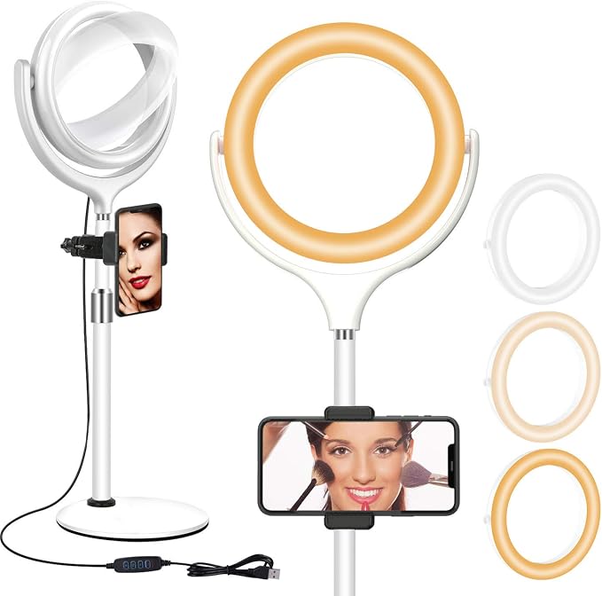 8 inch Desk Ring Light with Stand, Adjustable Zoom Lighting by Yarrashop