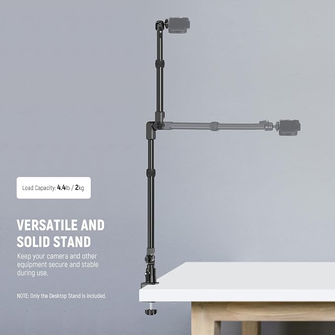 NEEWER 45.5" Overhead Camera Desk Stand, Aluminum 4 Section Magic Mic Boom Arm - Image 2