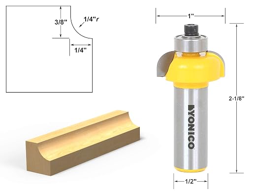 YONICO Cove Router Bits Edge Forming 1/4-Inch Radius 1/2-Inch Shank 13152 - Image 2