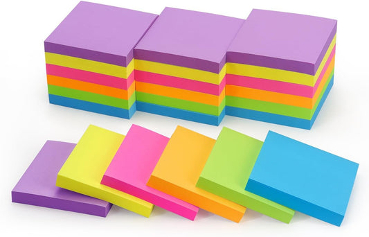 Sticky Notes 3x3 inch Bright Colors Self-Stick Pads 24 Pads/Pack 70 Sheets/Pad Total 1680 Sheets